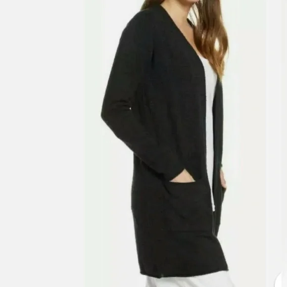Barefoot Dreams Cozy Chic Lite Long Cardigan XS Black - Picture 4 of 6